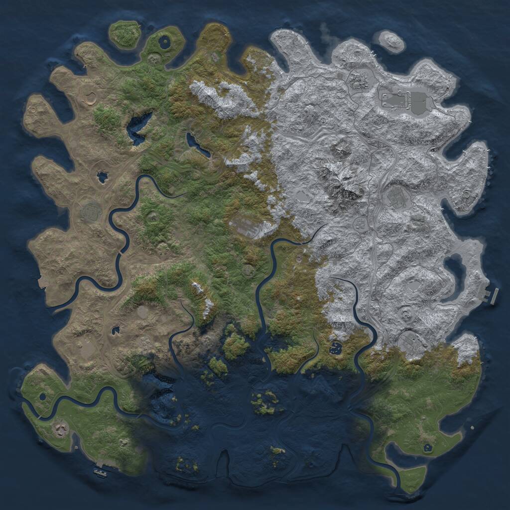 Rust Map: Procedural Map, Size: 6000, Seed: 11012019, 17 Monuments