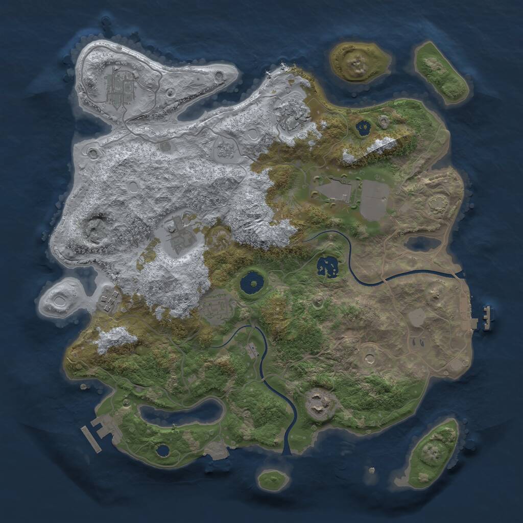 Rust Map: Procedural Map, Size: 3500, Seed: 1079684677, 14 Monuments