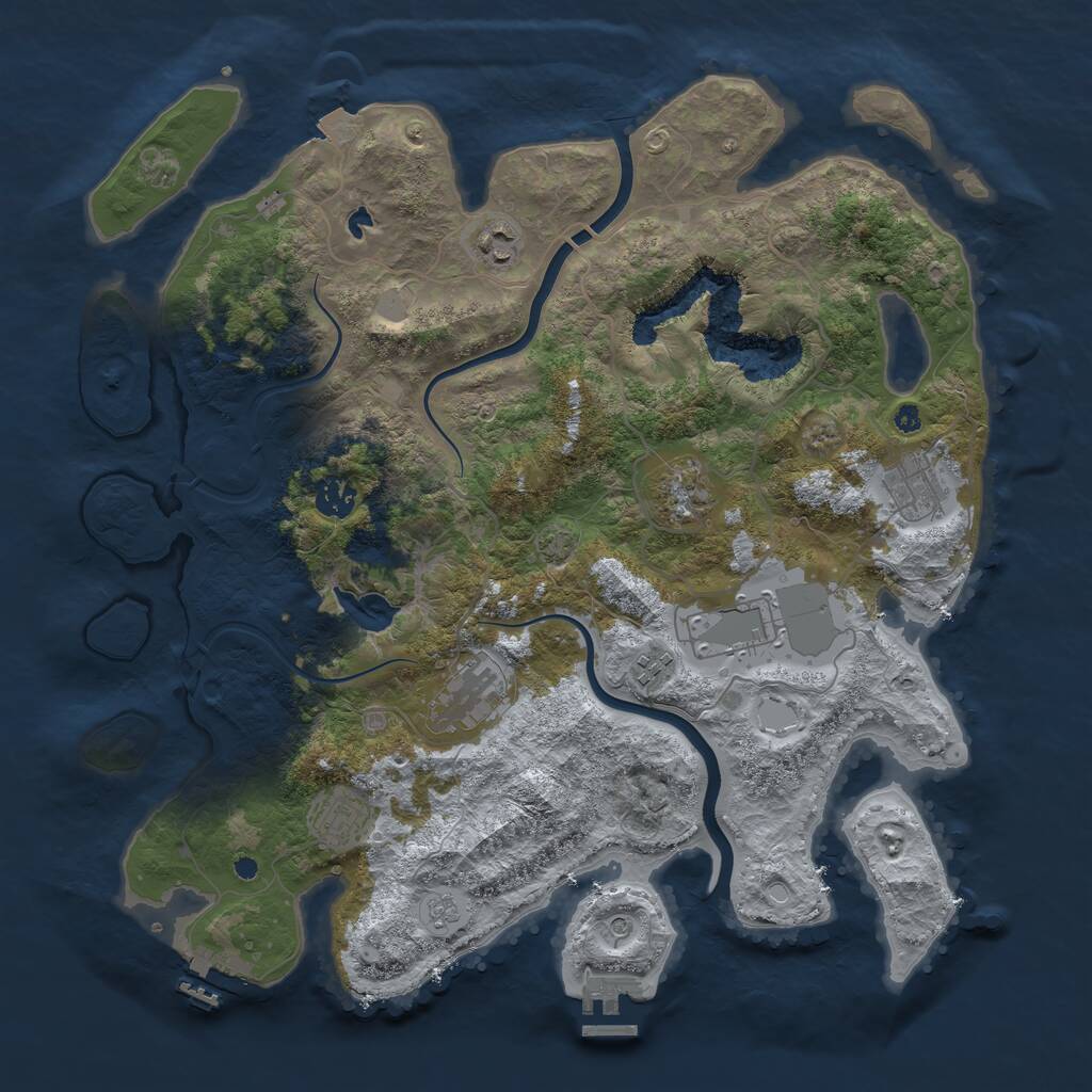 Rust Map: Procedural Map, Size: 4000, Seed: 138743, 14 Monuments