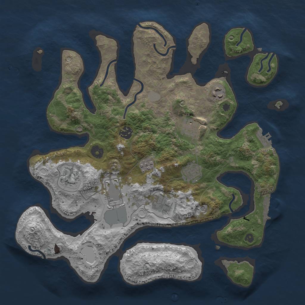 Rust Map: Procedural Map, Size: 3550, Seed: 243347, 16 Monuments