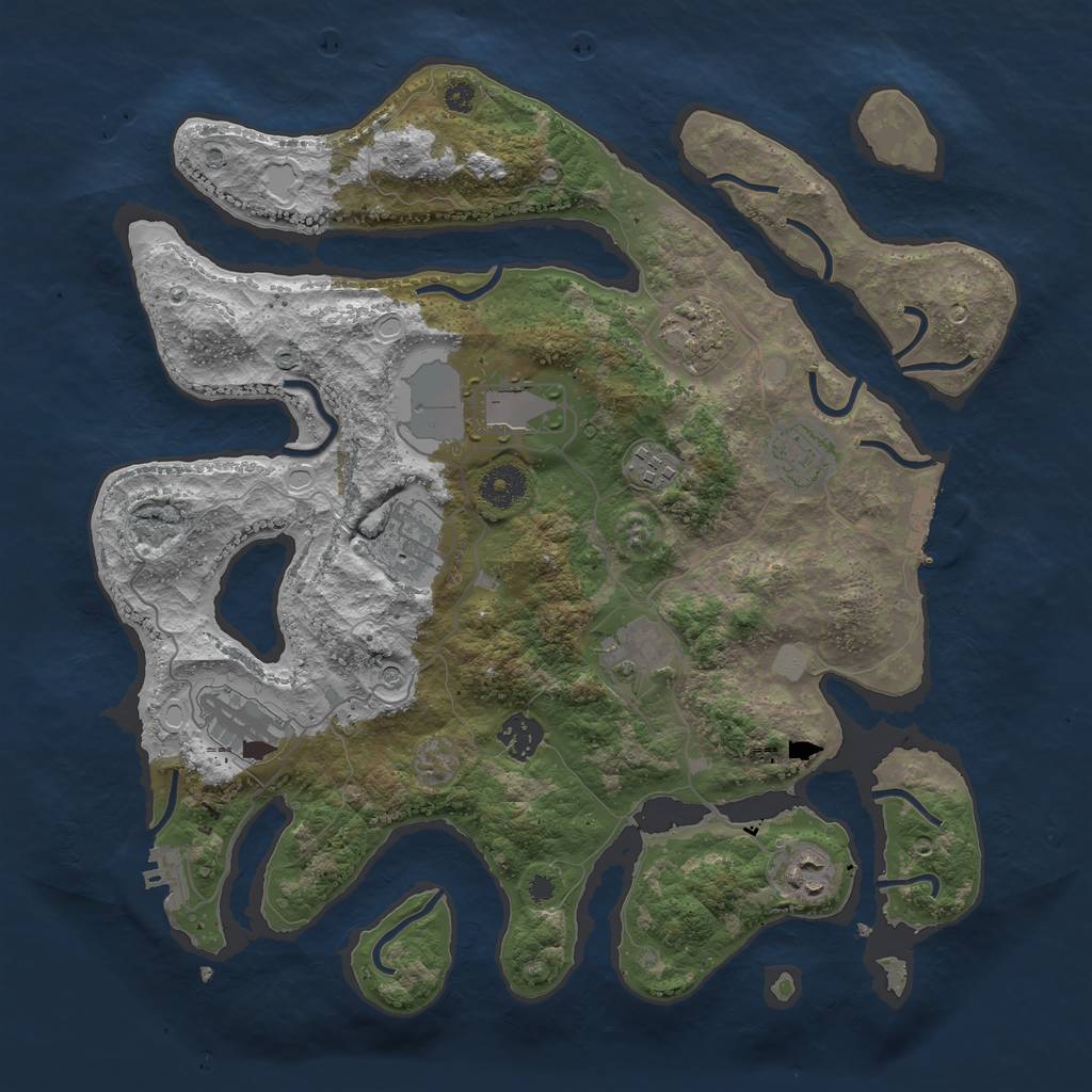 Rust Map: Procedural Map, Size: 3700, Seed: 25472, 17 Monuments