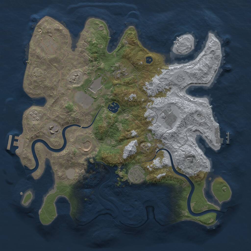 Rust Map: Procedural Map, Size: 3500, Seed: 818282229, 15 Monuments
