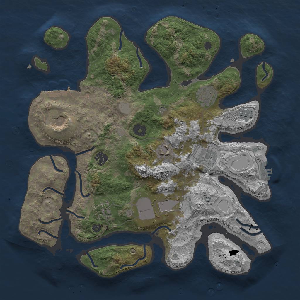 Rust Map: Procedural Map, Size: 3500, Seed: 32424370, 16 Monuments