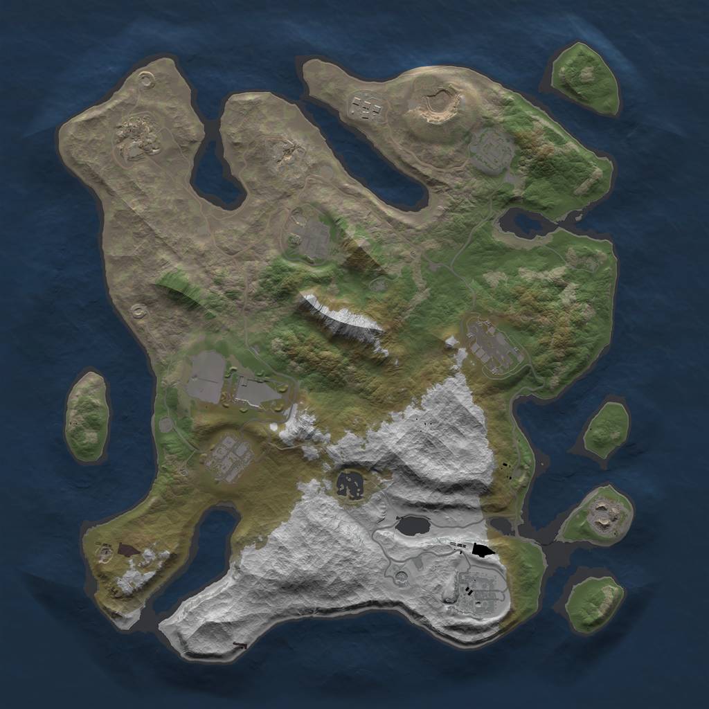 Rust Map: Barren, Size: 3700, Seed: 798077552, 14 Monuments