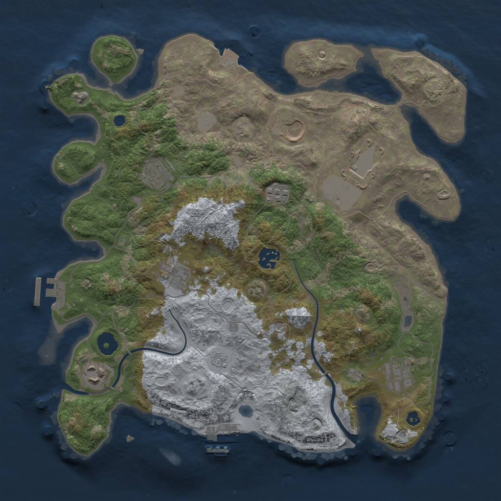 Rust Map: Procedural Map, Size: 3550, Seed: 450165, 14 Monuments