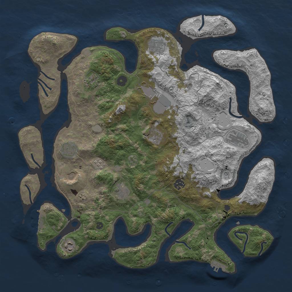 Rust Map: Procedural Map, Size: 4200, Seed: 740696, 19 Monuments