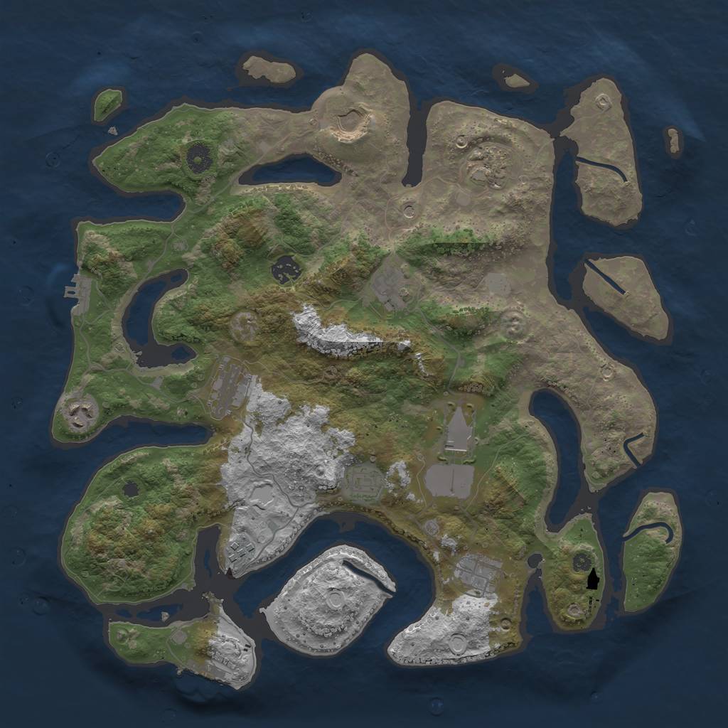 Rust Map: Procedural Map, Size: 3950, Seed: 127525505, 18 Monuments