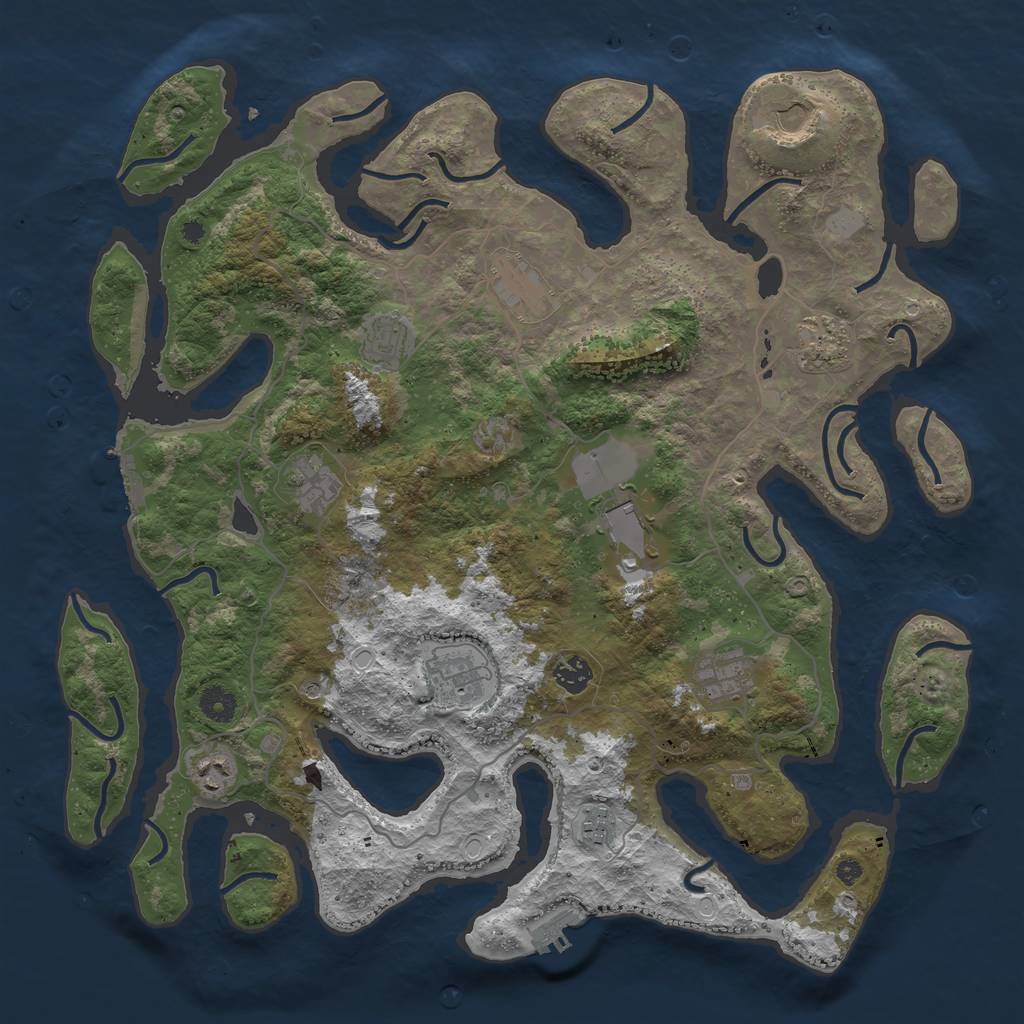 Rust Map: Procedural Map, Size: 4200, Seed: 823739408, 19 Monuments