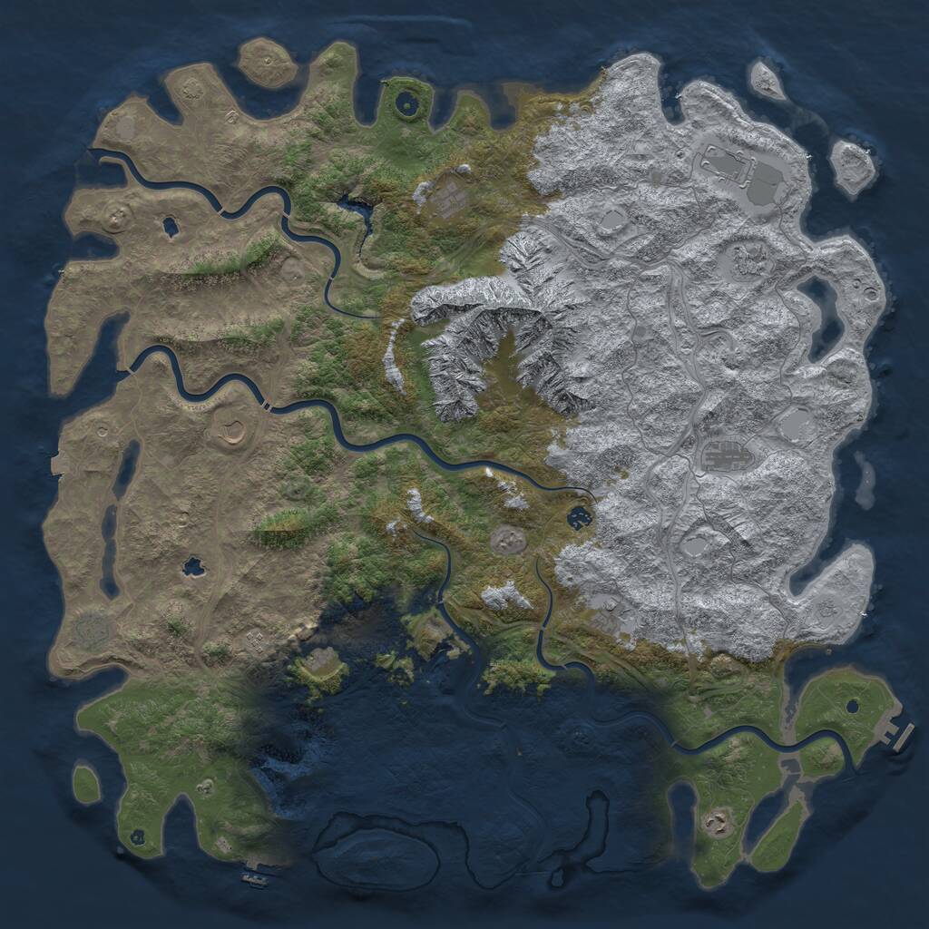 Rust Map: Procedural Map, Size: 6000, Seed: 959748972, 17 Monuments