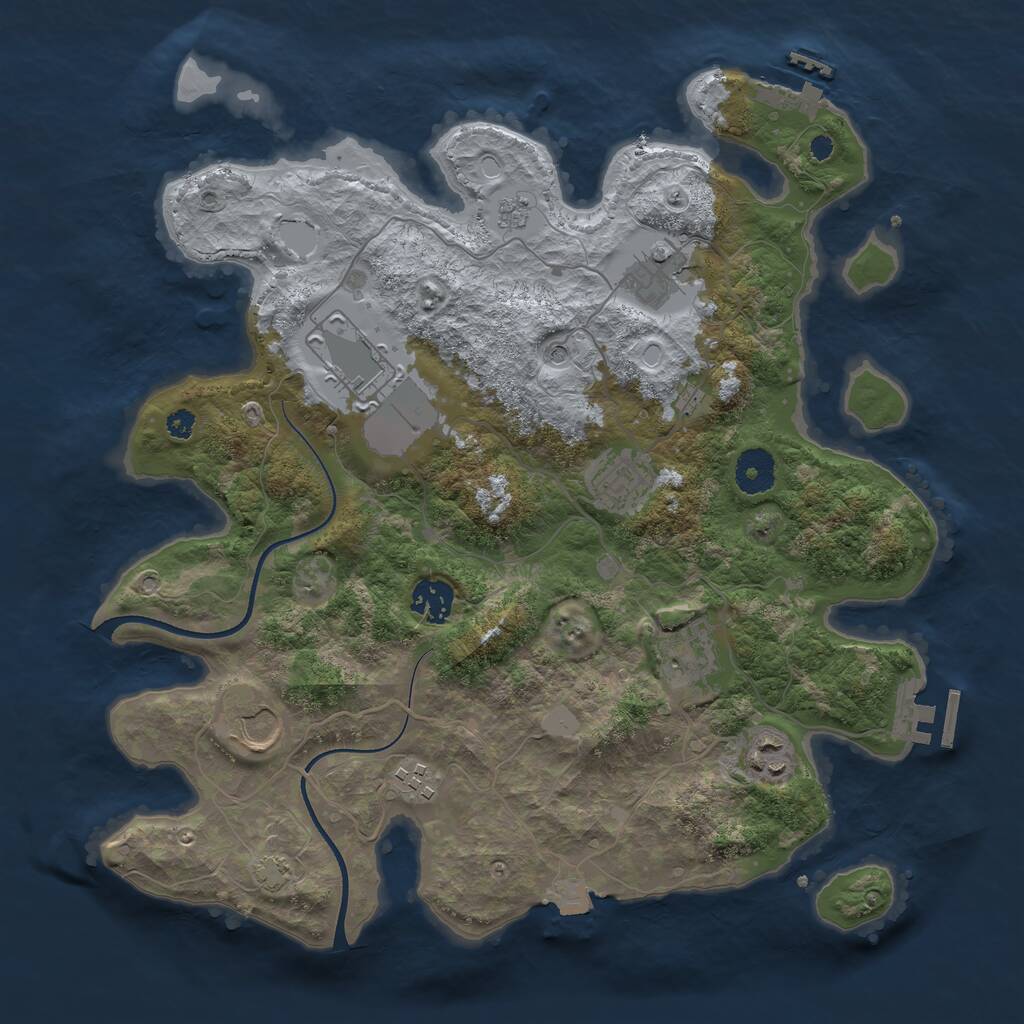 Rust Map: Procedural Map, Size: 3550, Seed: 984486, 14 Monuments