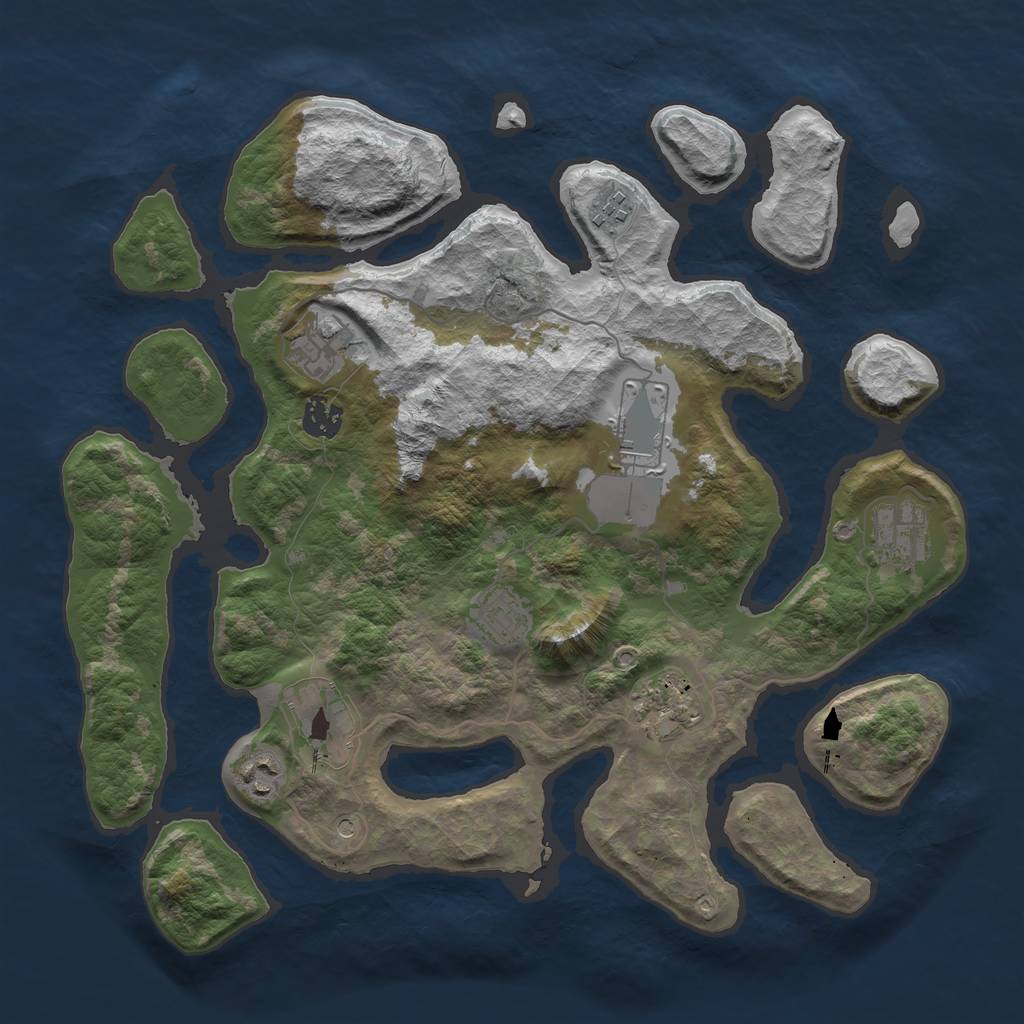 Rust Map: Barren, Size: 3700, Seed: 1103650452, 12 Monuments