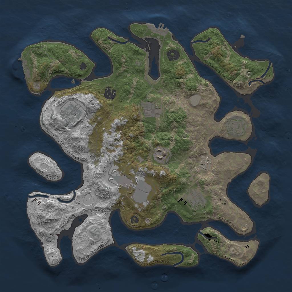 Rust Map: Procedural Map, Size: 3550, Seed: 12315, 16 Monuments