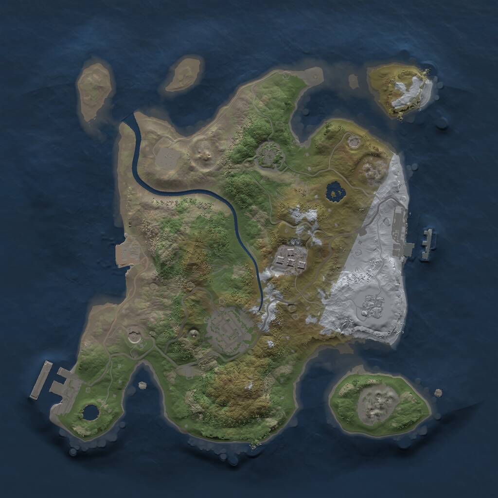 Rust Map: Procedural Map, Size: 2500, Seed: 8433463, 8 Monuments