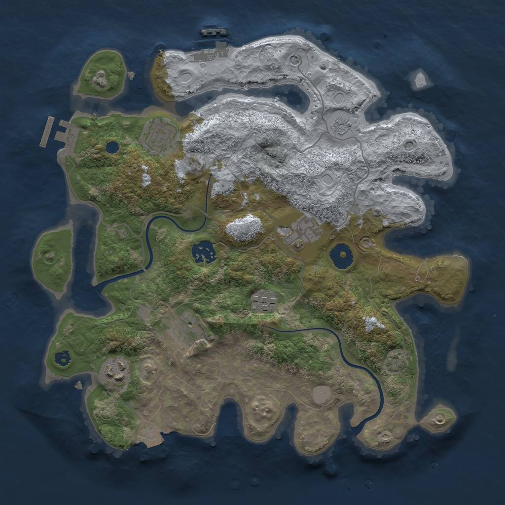 Rust Map: Procedural Map, Size: 3200, Seed: 57894216, 12 Monuments