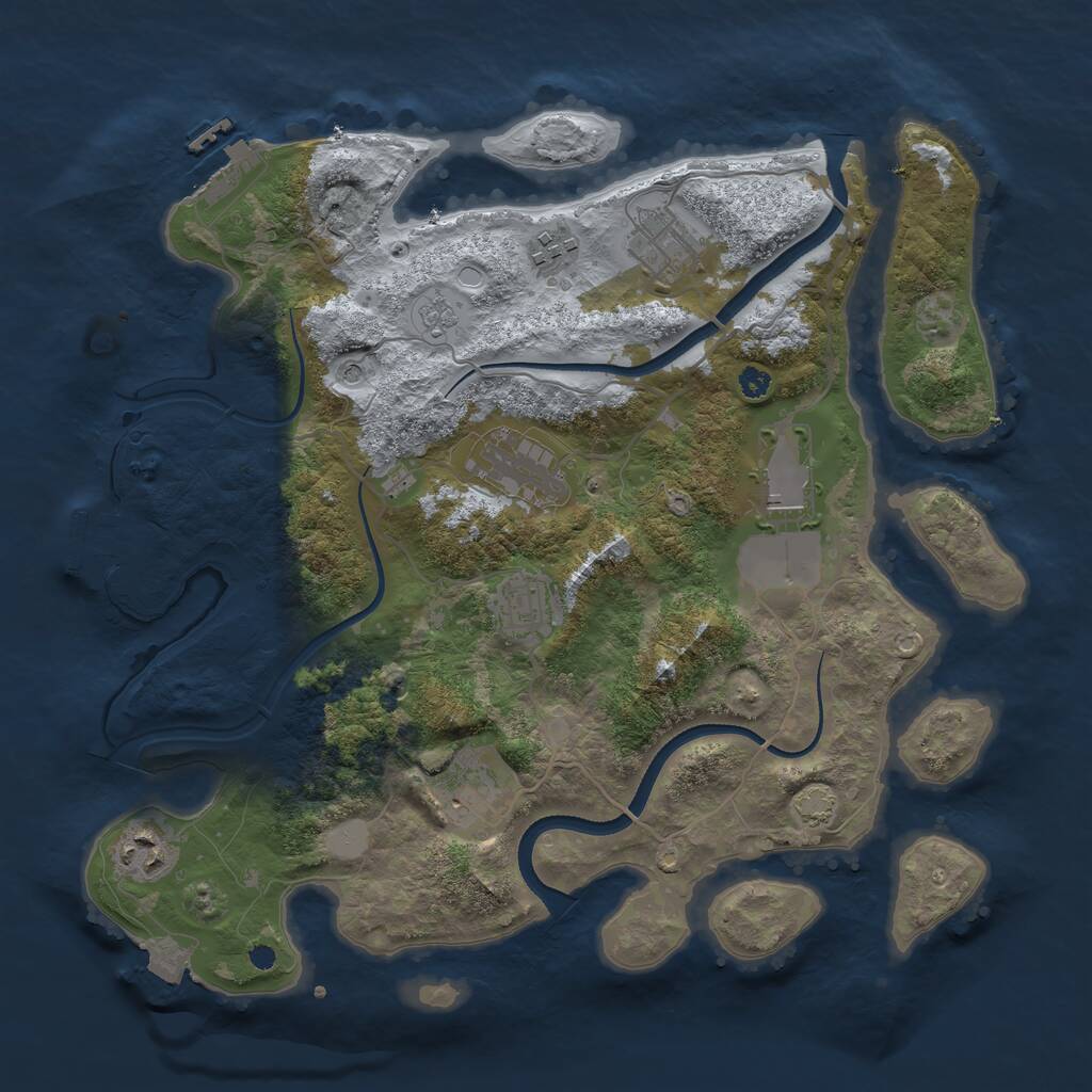 Rust Map: Procedural Map, Size: 3500, Seed: 30864, 13 Monuments