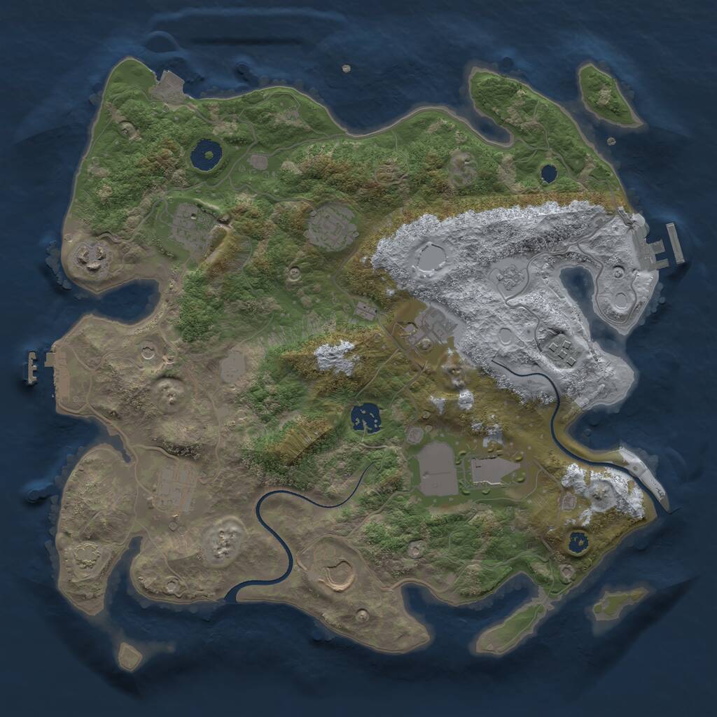 Rust Map: Procedural Map, Size: 3500, Seed: 1530693905, 15 Monuments