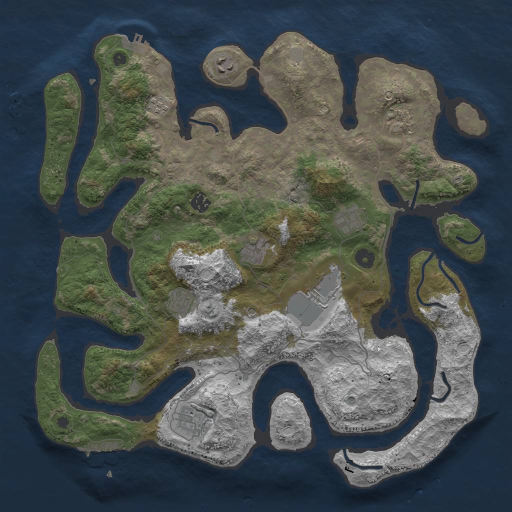 Rust Map: Procedural Map, Size: 4000, Seed: 855570400, 17 Monuments