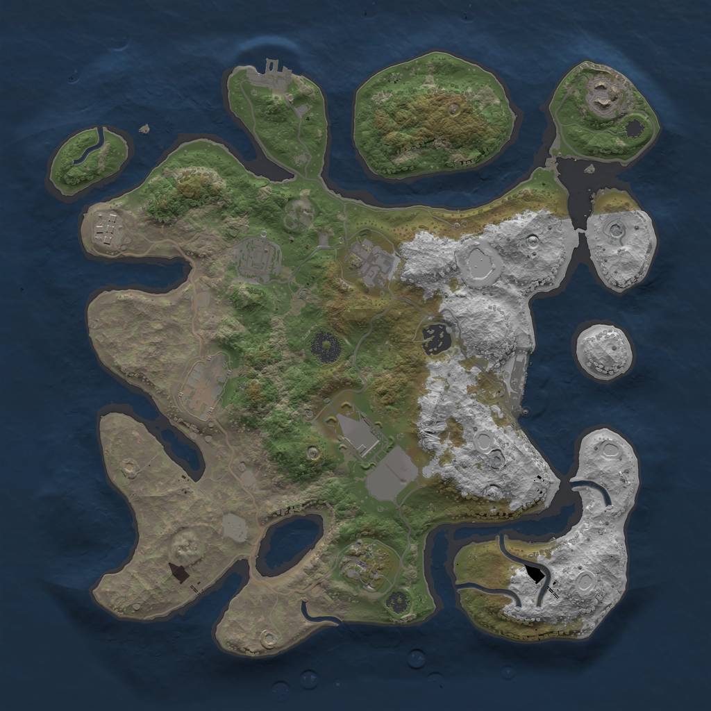 Rust Map: Procedural Map, Size: 3500, Seed: 1437428697, 16 Monuments