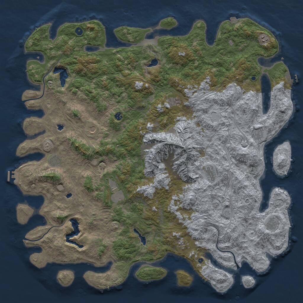 Rust Map: Procedural Map, Size: 6000, Seed: 10687126, 17 Monuments