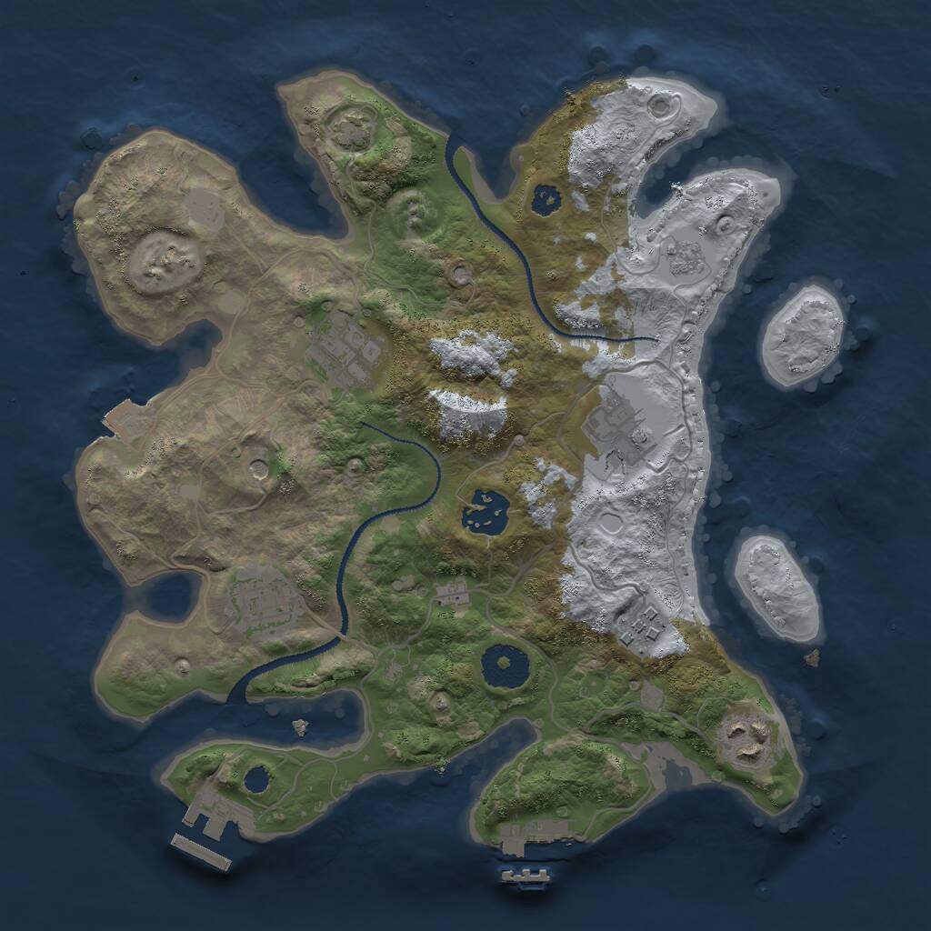 Rust Map: Procedural Map, Size: 3000, Seed: 1928, 12 Monuments