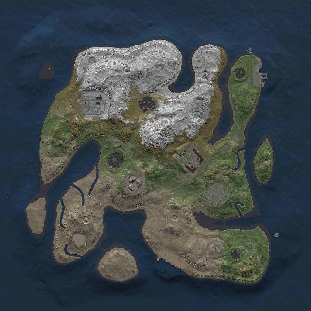 Rust Map: Procedural Map, Size: 3000, Seed: 8433543, 14 Monuments