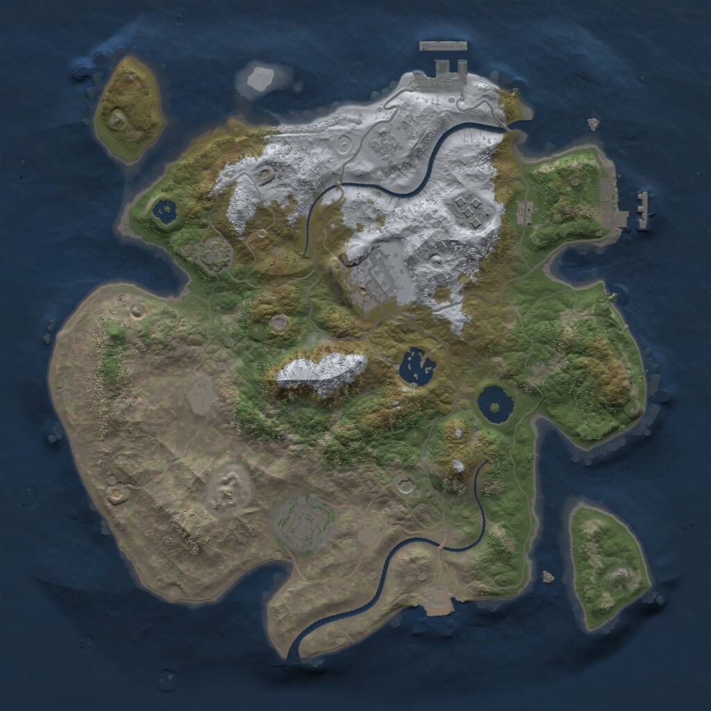 Rust Map: Procedural Map, Size: 3000, Seed: 1125985477, 10 Monuments