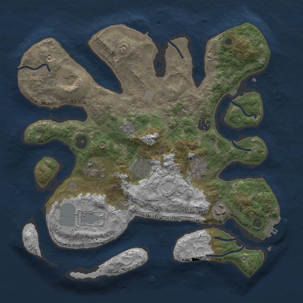 Rust Map: Procedural Map, Size: 3550, Seed: 592282, 16 Monuments