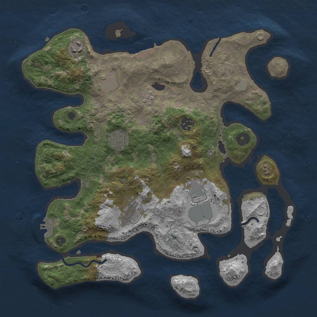 Rust Map: Procedural Map, Size: 3550, Seed: 55640, 14 Monuments