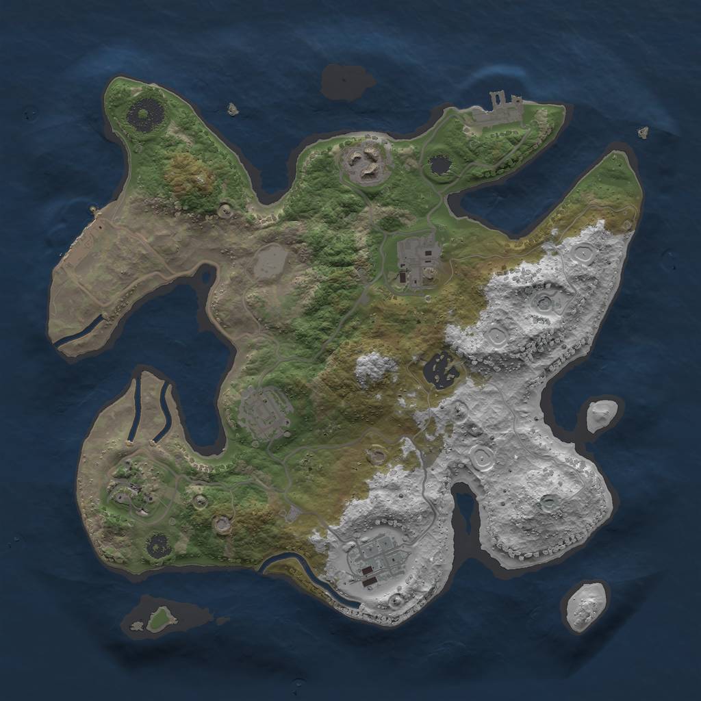 Rust Map: Procedural Map, Size: 3000, Seed: 1702607849, 14 Monuments