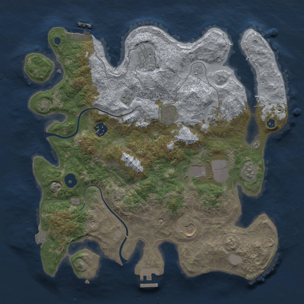 Rust Map: Procedural Map, Size: 3500, Seed: 1953951327, 13 Monuments