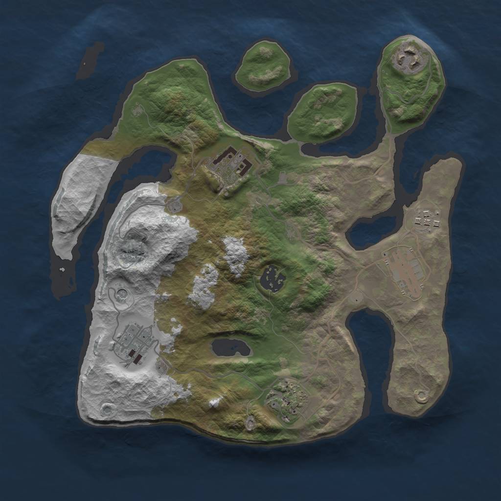 Rust Map: Barren, Size: 3000, Seed: 1850411166, 10 Monuments