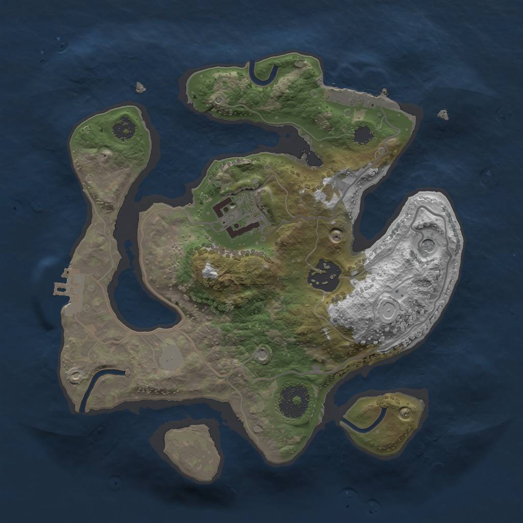 Rust Map: Procedural Map, Size: 2449, Seed: 174643573, 10 Monuments