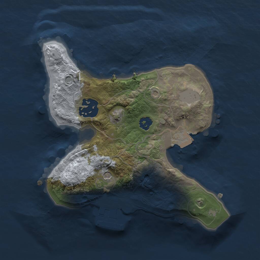 Rust Map: Procedural Map, Size: 2000, Seed: 50504, 4 Monuments