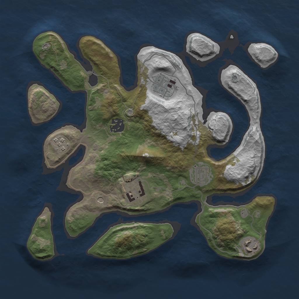 Rust Map: Barren, Size: 3000, Seed: 1532208762, 9 Monuments