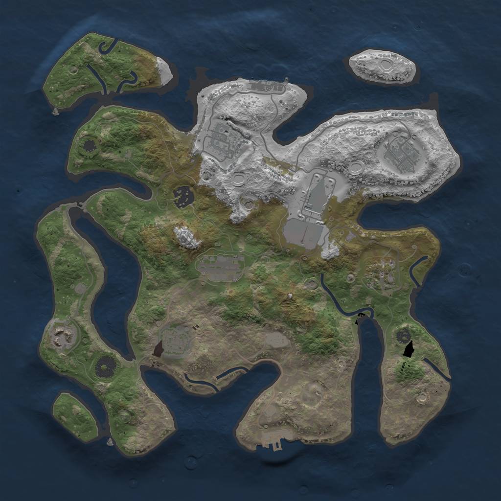 Rust Map: Procedural Map, Size: 3500, Seed: 620212409, 16 Monuments