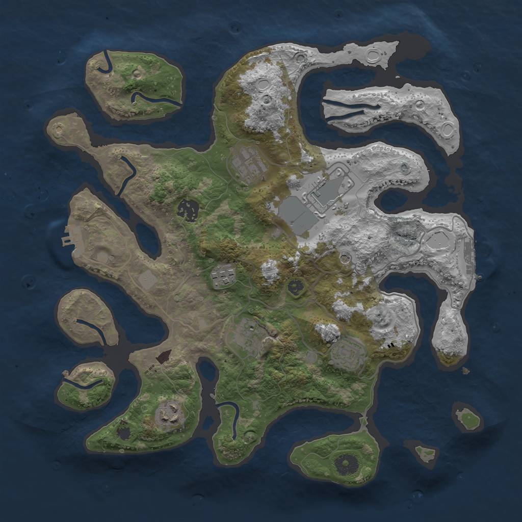 Rust Map: Procedural Map, Size: 3500, Seed: 2050164425, 15 Monuments