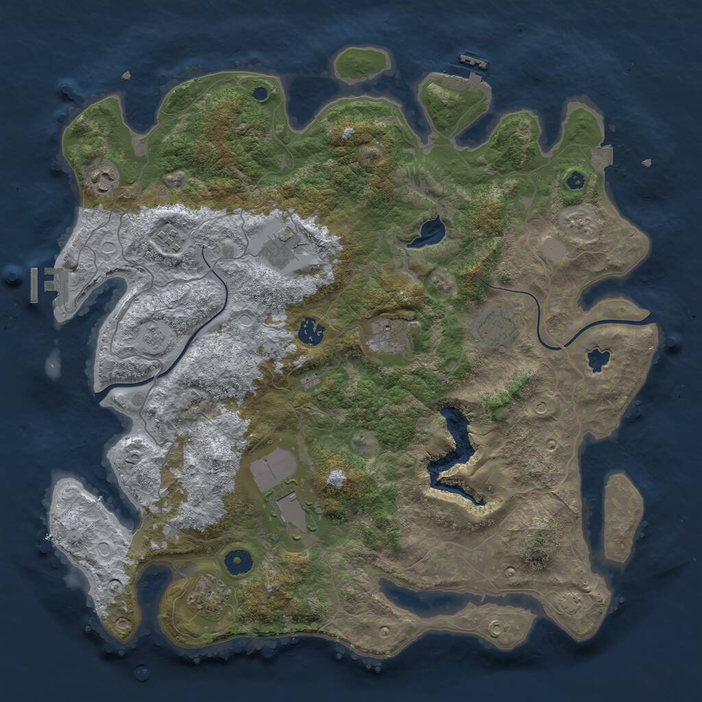 Rust Map: Procedural Map, Size: 4000, Seed: 39130952, 14 Monuments