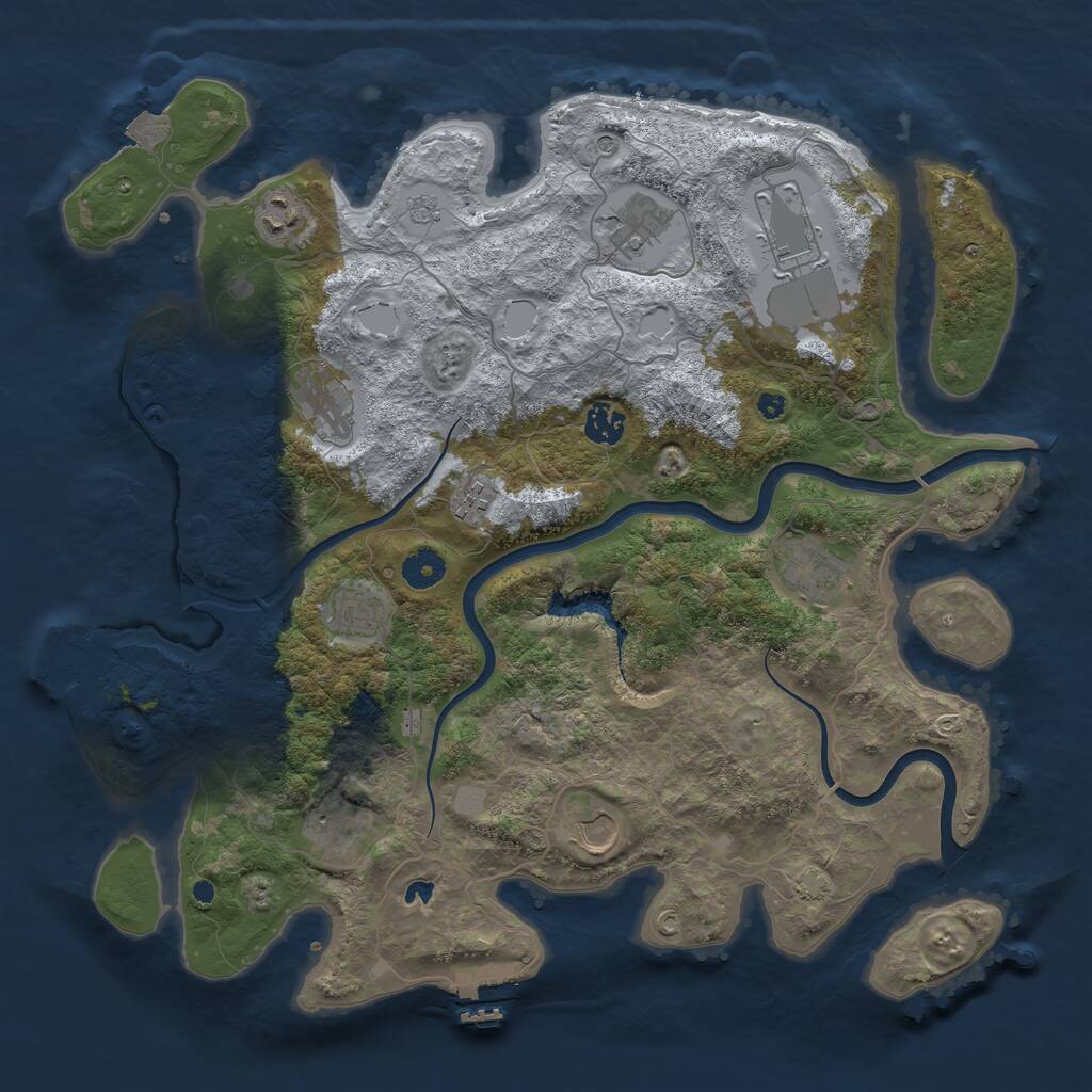 Rust Map: Procedural Map, Size: 4000, Seed: 874443104, 16 Monuments