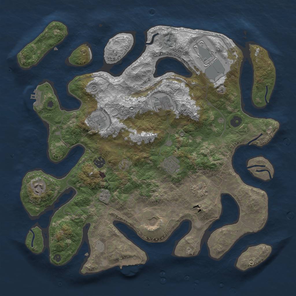 Rust Map: Procedural Map, Size: 4000, Seed: 874443104, 17 Monuments