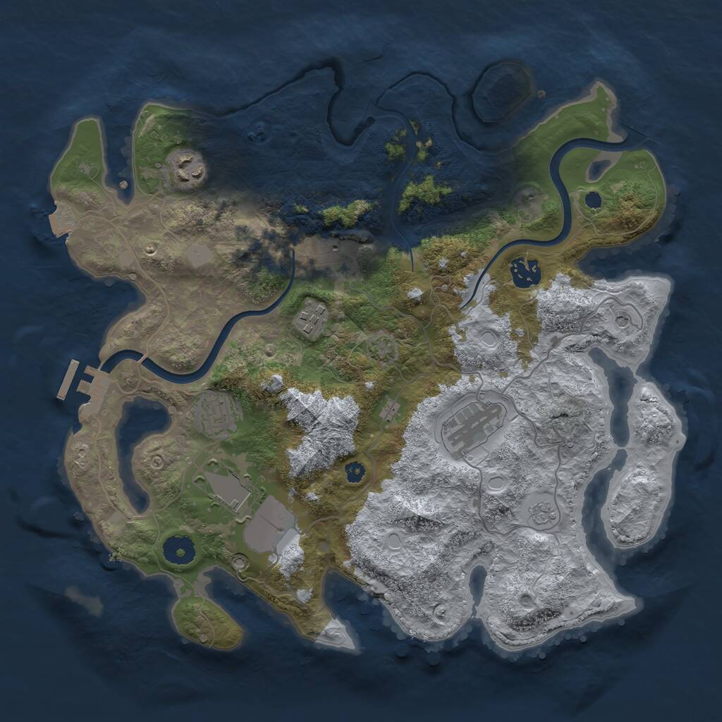 Rust Map: Procedural Map, Size: 3500, Seed: 15412412, 12 Monuments
