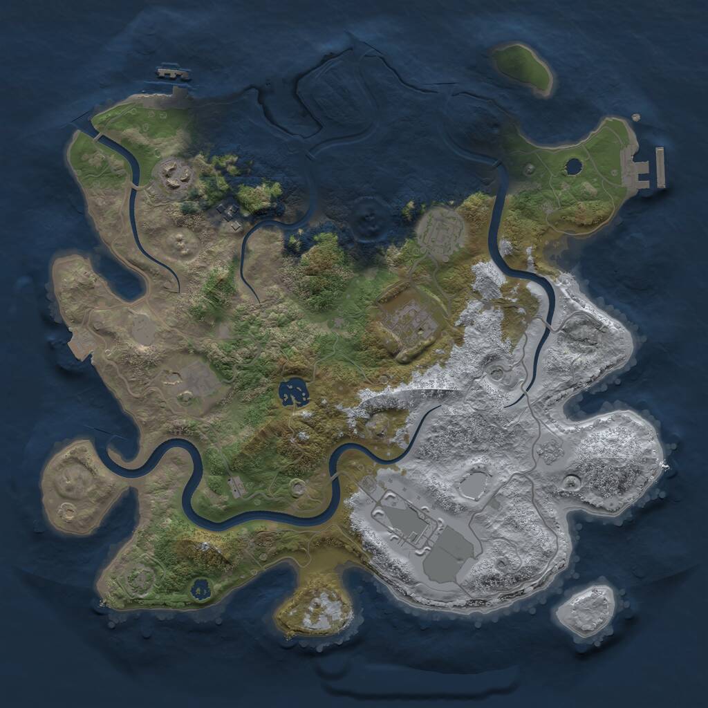 Rust Map: Procedural Map, Size: 3500, Seed: 1258266351, 13 Monuments
