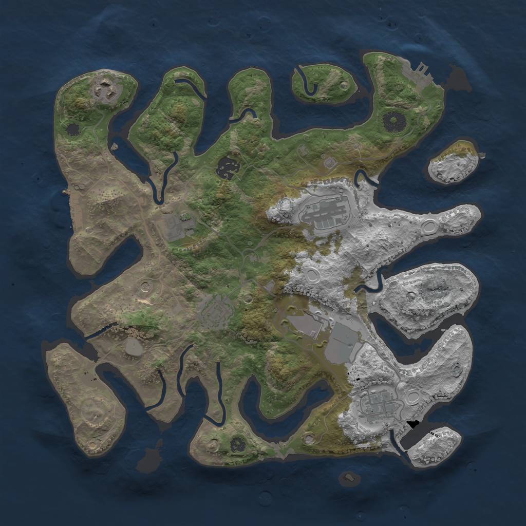 Rust Map: Procedural Map, Size: 3500, Seed: 528123294, 15 Monuments