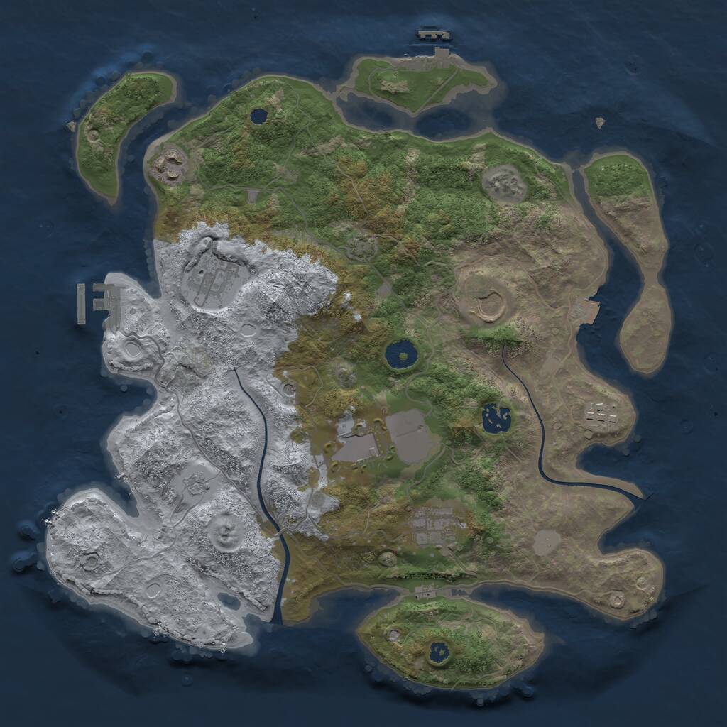 Rust Map: Procedural Map, Size: 3600, Seed: 1406429969, 13 Monuments