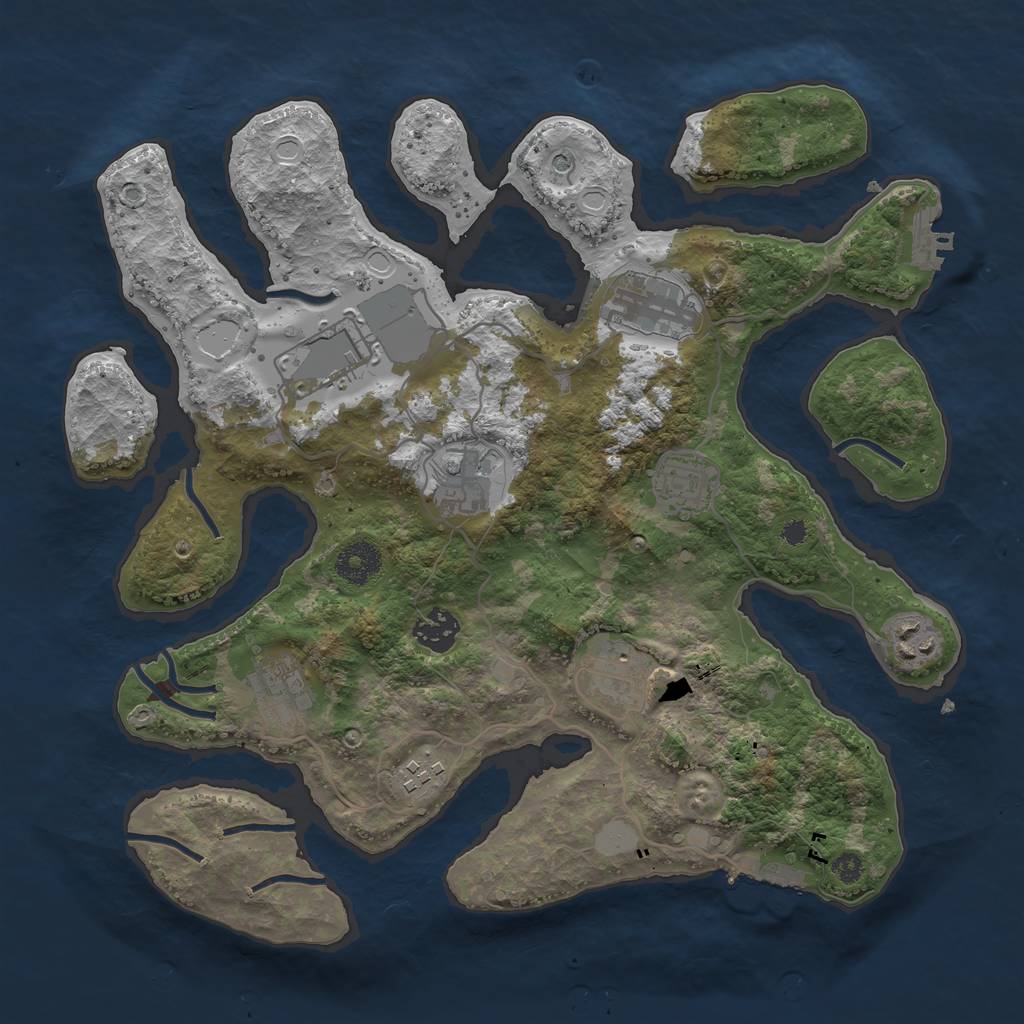 Rust Map: Procedural Map, Size: 3500, Seed: 1807241449, 17 Monuments