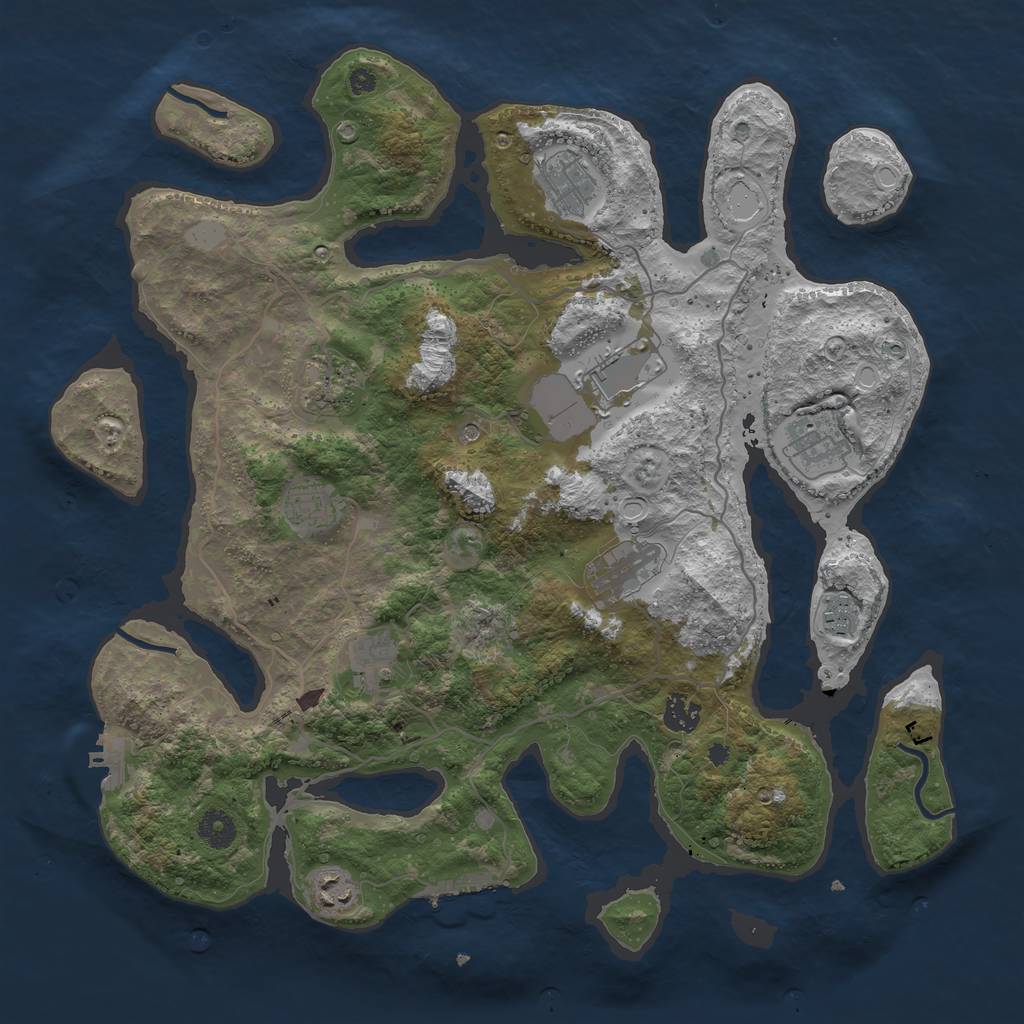 Rust Map: Procedural Map, Size: 4000, Seed: 13533, 18 Monuments