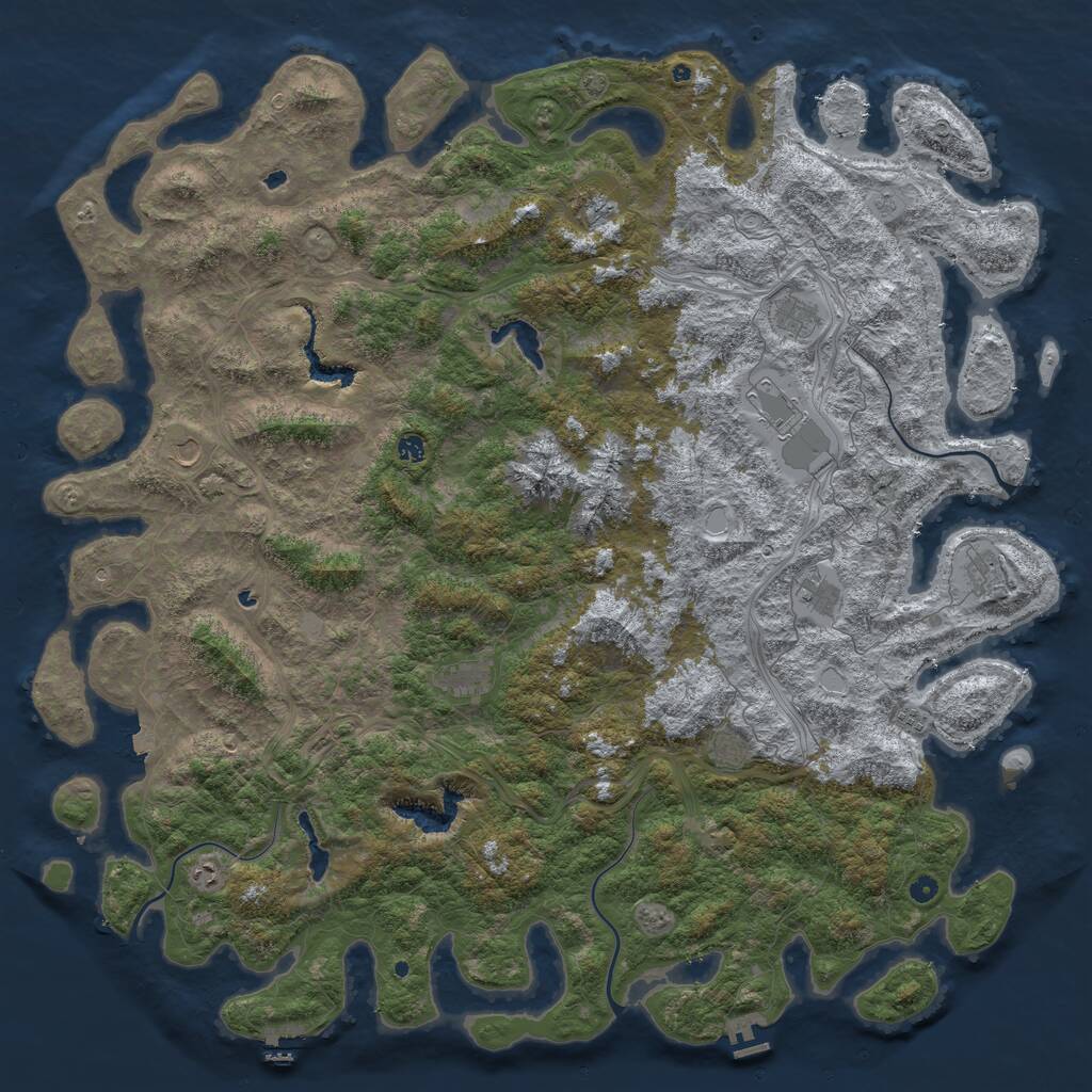 Rust Map: Procedural Map, Size: 6000, Seed: 9050708, 17 Monuments