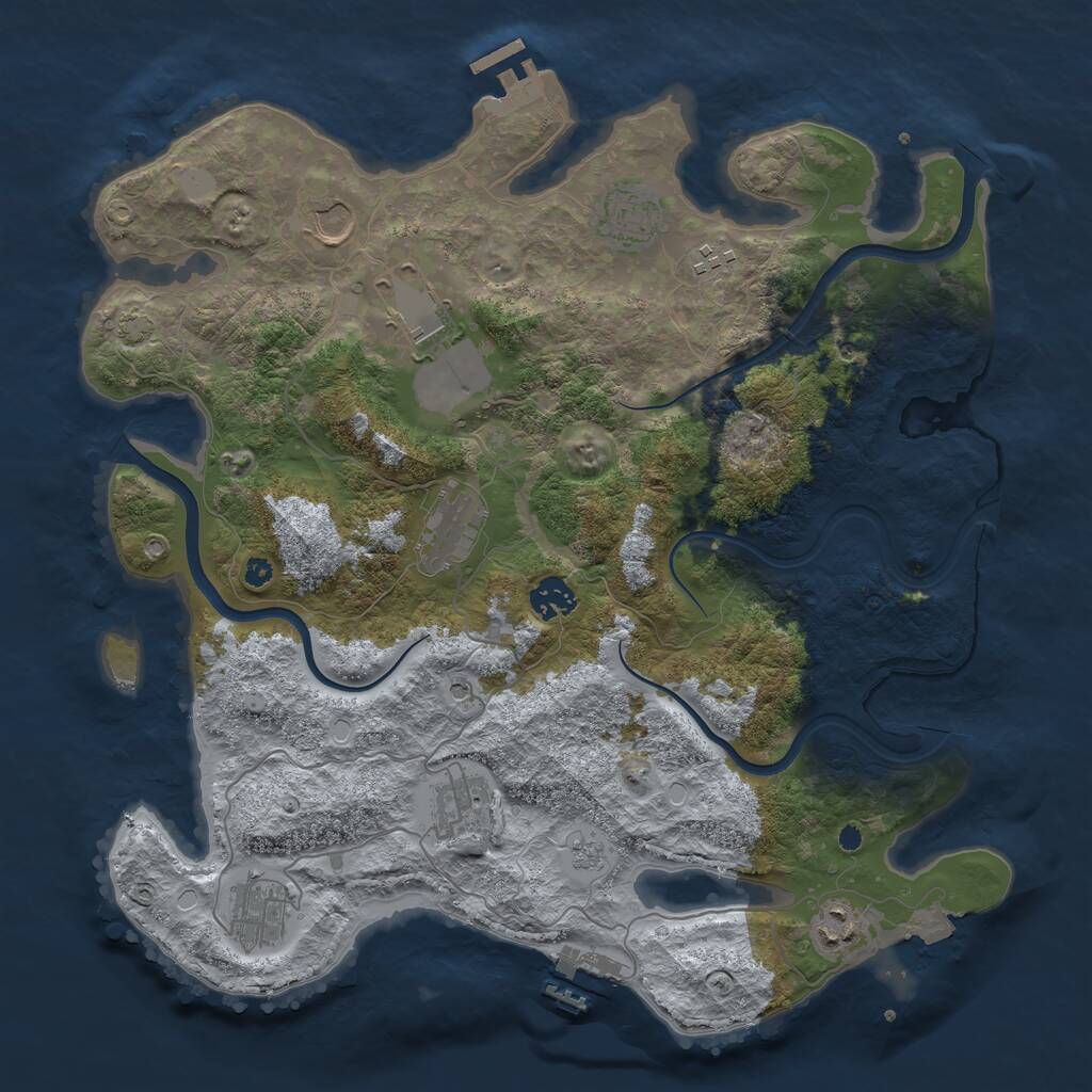 Rust Map: Procedural Map, Size: 3800, Seed: 2141182647, 15 Monuments