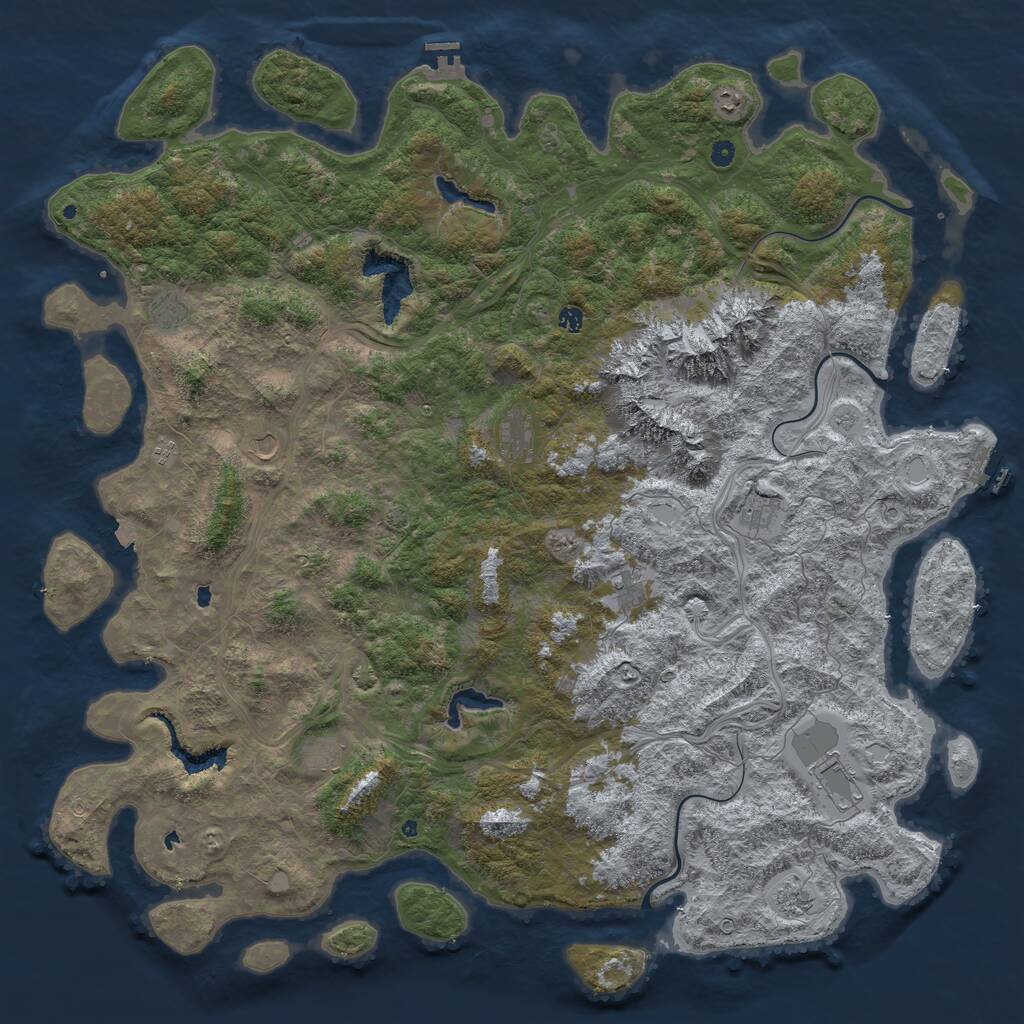 Rust Map: Procedural Map, Size: 6000, Seed: 28426617, 17 Monuments