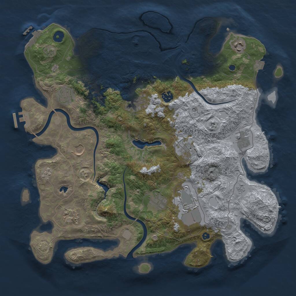 Rust Map: Procedural Map, Size: 4000, Seed: 2136404082, 17 Monuments
