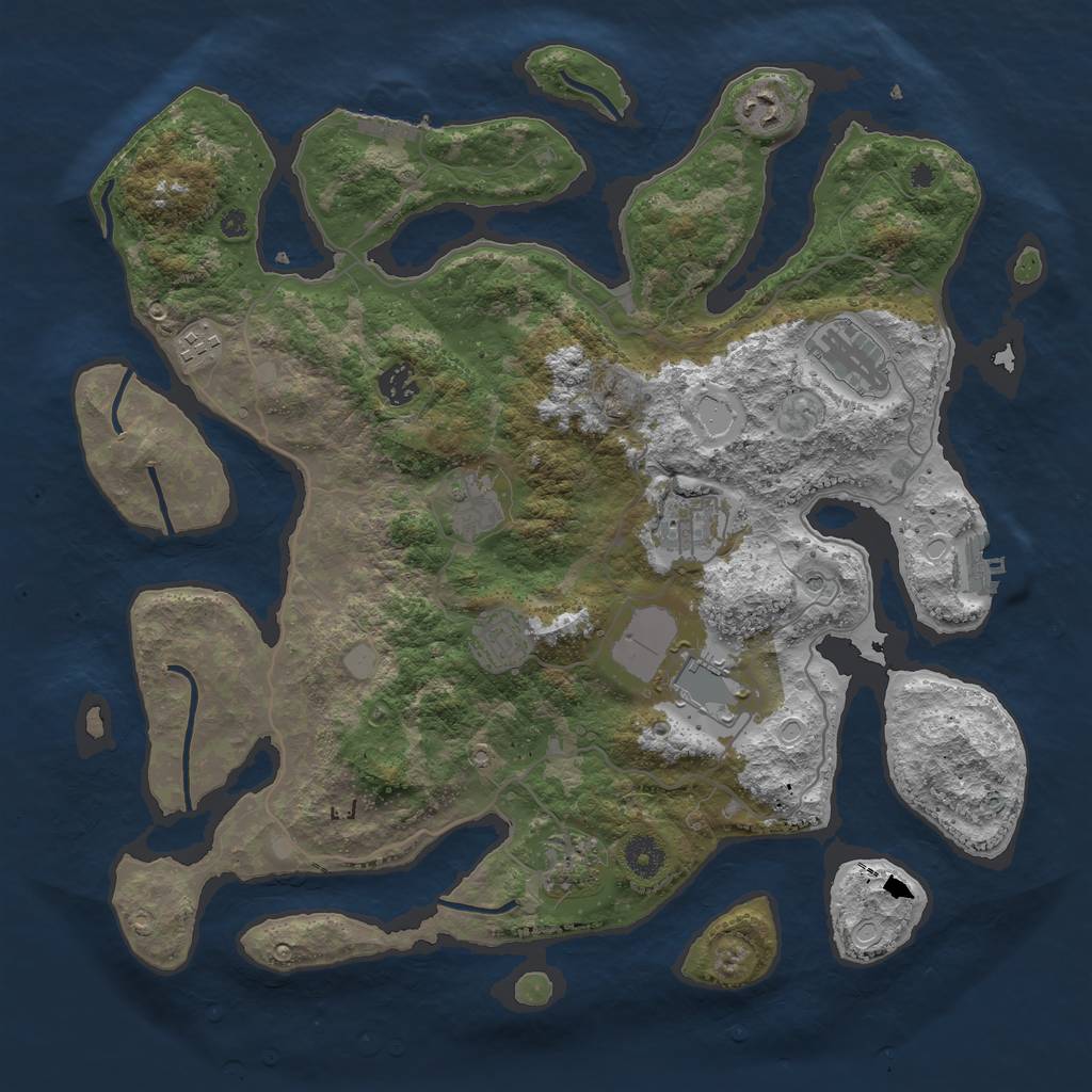 Rust Map: Procedural Map, Size: 4000, Seed: 2136404082, 17 Monuments